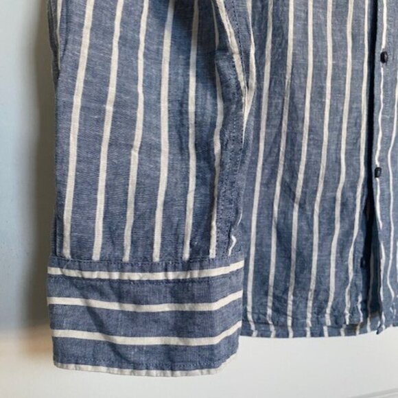 INTIMISSIMI Uomo Blue Striped Linen/Cotton Button Up Shirt XL - Picture 6 of 15